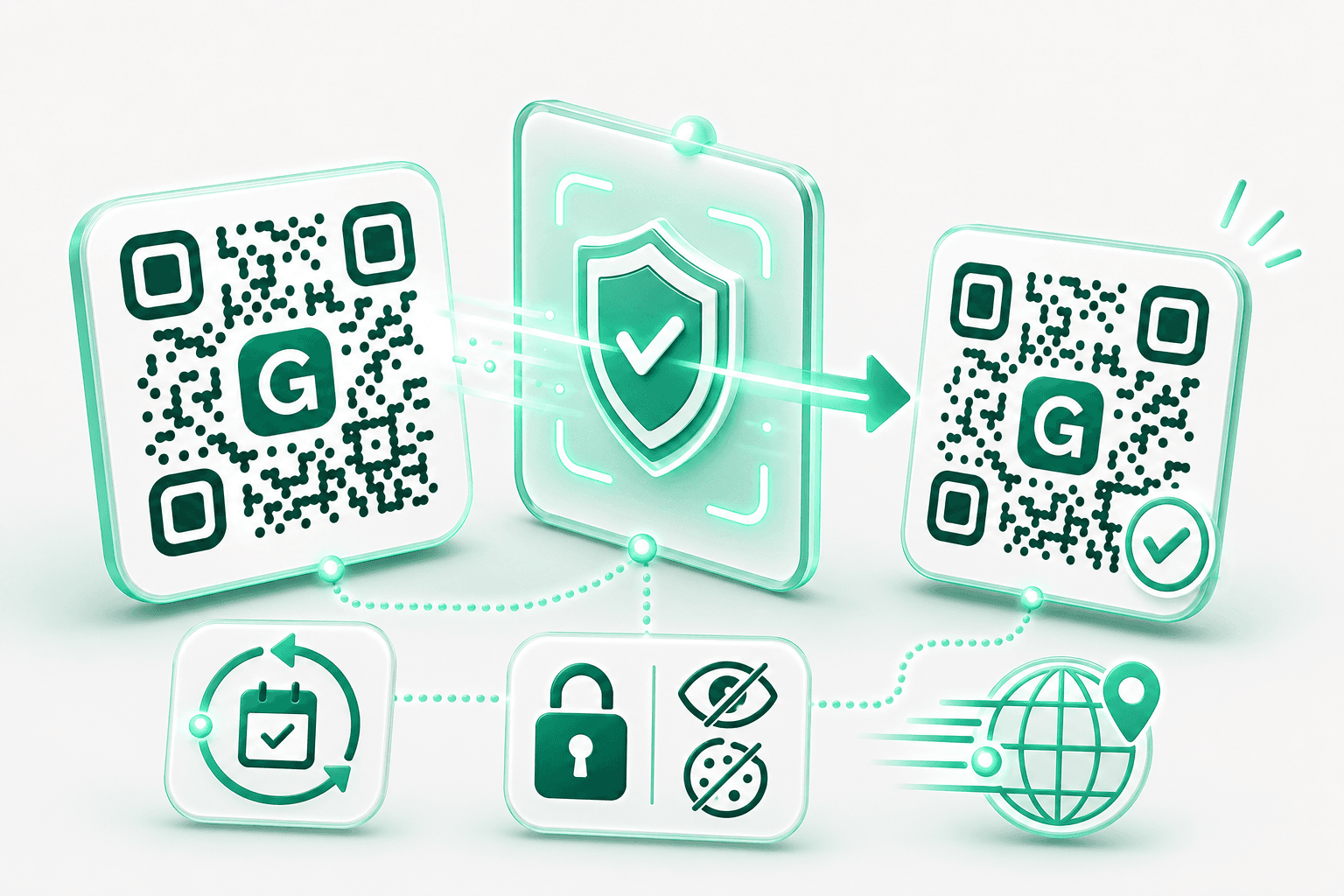 One QR code reused for restaurant menus, packaging, events, business cards, and real estate.